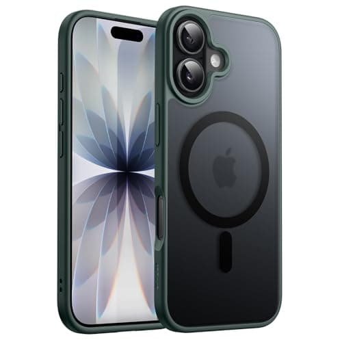 Coque JETech Magnétique iPhone 17 6,3", Compatible MagSafe, Housse Translucide Mat Anti-Chocs Noir — Vert Foncé