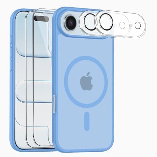 Cyoa Coque Magnétique iPhone 17 Protection Écran Verre Trempé + Caméras Anti-Rayures Etui TPUTransparent — bleu