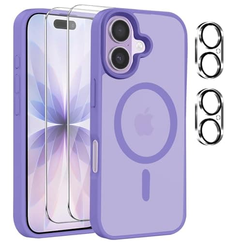 Cyoa Coque Magnétique iPhone 17 Protection Écran Verre Trempé + Caméras Anti-Rayures Etui TPUTransparent — Violet clair