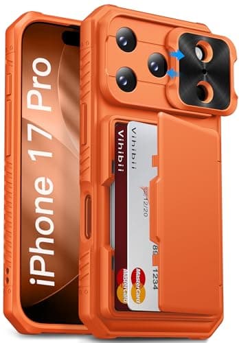 Coque Vihibii iPhone 17 Noir - Silicone Militaire RFID Blocage — Orange