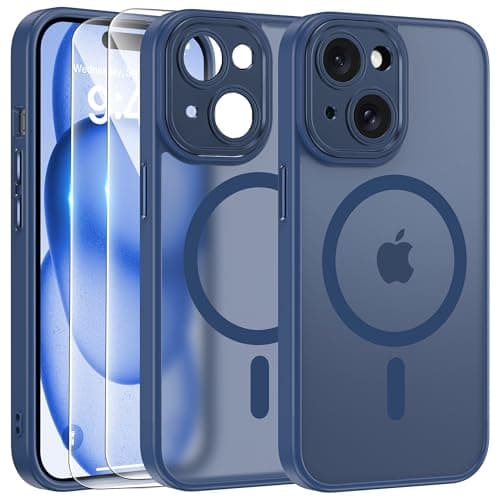 Coque Magnétique FLLAO pour iPhone 17 Pro Noir | 2 Verres Trempés + Protection MagSafe | Protection Totale et Étui Mat T — Bleu Orage1