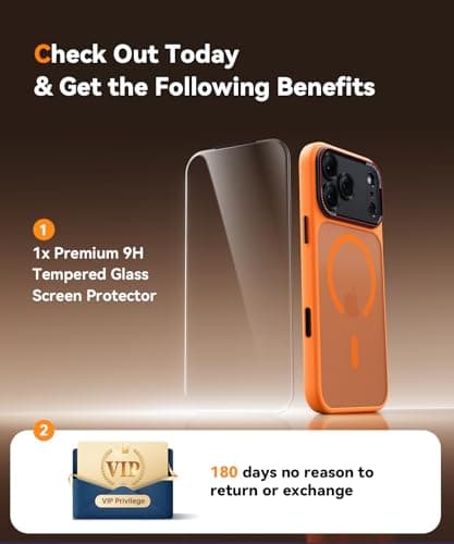 Coque JUESHITUO iPhone 17 Pro Max MagSafe Orange - Protection Lentille, Antichoc, Antipoussière