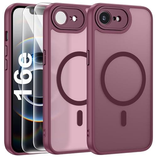 Coque Magnétique FLLAO pour iPhone 17 Pro Noir | 2 Verres Trempés + Protection MagSafe | Protection Totale et Étui Mat T — Rouge