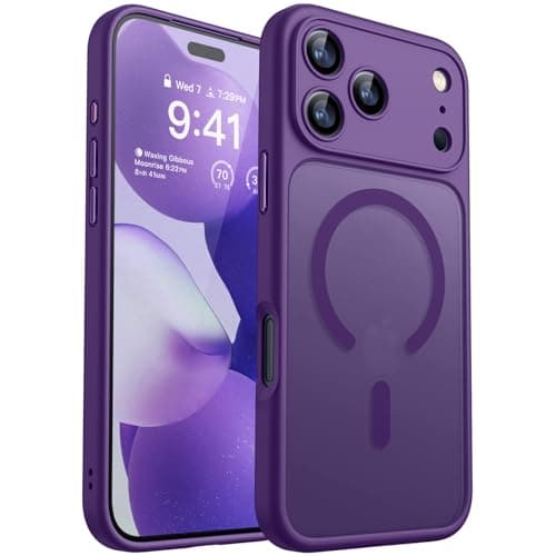 Coque Magnétique pour iPhone 17 Pro Max (6,9 Pouces), Compatible avec MagSafe, Housse Étui de Protection Antichoc et à P — Violet Foncé