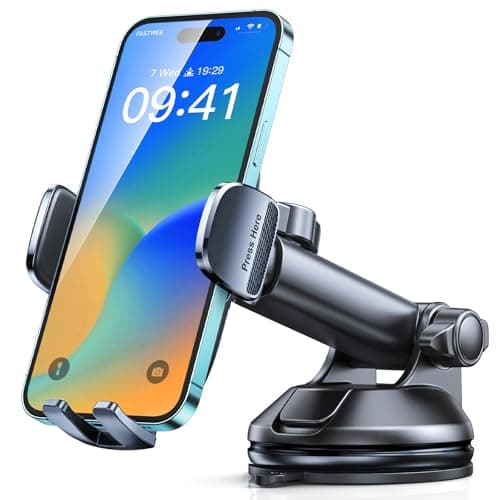CIRYCASE Support Téléphone Voiture Ventouse, 4-7" Smartphones, Universel 360° Réglable, Libération Rapide à Un Bouton, P