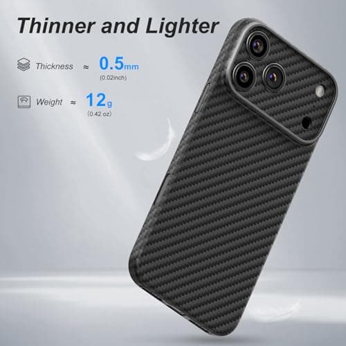 Coque Carbon Memumi Ultra Mince pour iPhone 17 Pro Max - Anti-dérapant et Protection Avancée - Noir