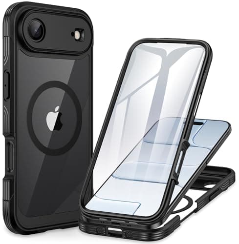 CENHUFO Magnétique Coque iPhone 17 Pro Max Intégrale 9H Protection Écran et Caméra, Antichoc Compatible MagSafe - Noir — Noir