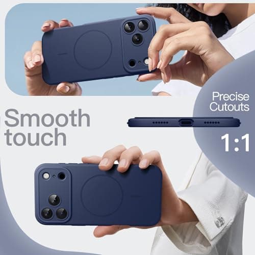 JETech Coque Silicone Magnétique pour iPhone 17 Pro Max - Compatibilité MagSafe, Protection l'Objectif Caméra, Absorbant