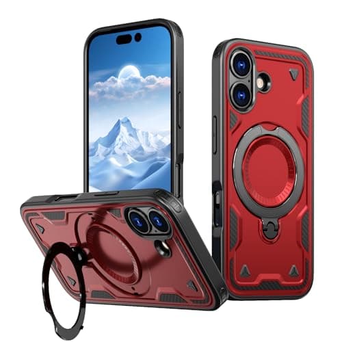 PanXCase Coque Étui Armor Métallique Anneau Magnétique pour iPhone 17 - Protection Anti-Choc Grade Militaire Armée (Blac — Red