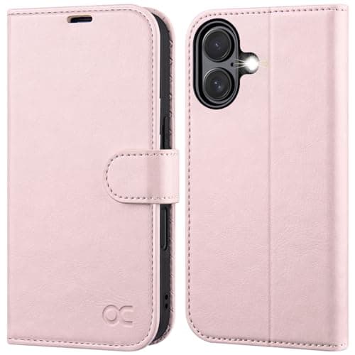 OCASE Coque en Cuir PU pour iPhone 17 Pro Max - Protection Antichoc et RFID Blocking - Noir — Rosa