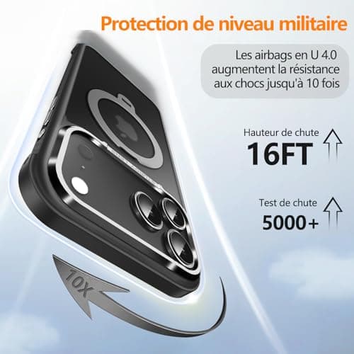 Coque O3 Mag-Stand pour iPhone 17 Pro Max Noir Mat [Béquille 360° Compatible MagSafe Toucher Peau Exceptionnel] 6,9" Mat