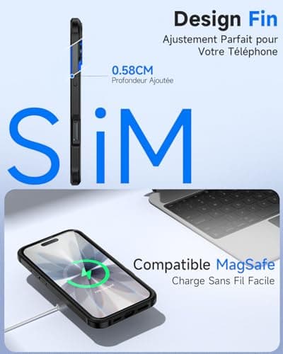 Coque Seacosmo pour iPhone 17 6,3 Pouces - Antichoc Verre Trempé Caméra Protecteur 9H Noir