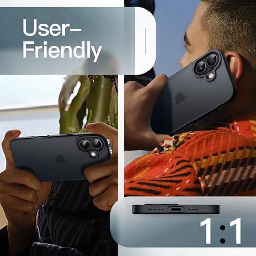 JETech Coque Mate iPhone 17, Protection Antichoc Militaire, Étui Arrière Translucide Minimaliste Givrée (Noir)  
JETech
