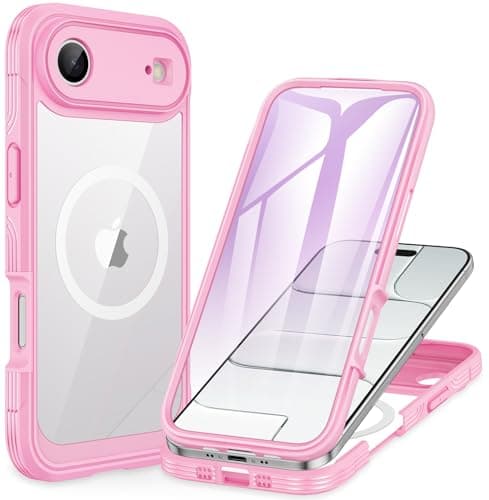 CENHUFO Magnétique Coque iPhone 17 Pro Max Intégrale 9H Protection Écran et Caméra, Antichoc Compatible MagSafe - Noir — Rose