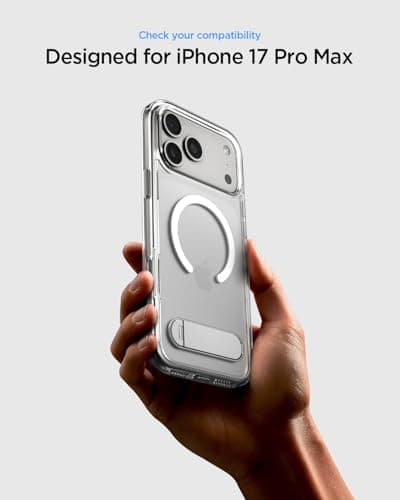 Coque iPhone 17 Pro Max 2025 avec Support 360° MagFit, DuraClear Ultra Hybrid S - Blanc