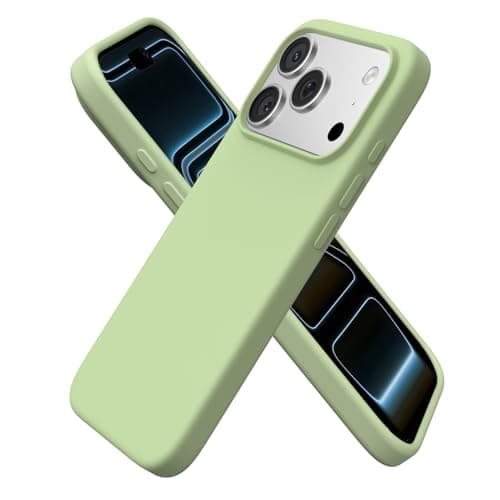 ORNARTO Coque en Silicone Liquide iPhone 17 Pro (6,3") - Protection Antichoc, Intérieur Doux en Microfibre, Bleu Marine — Vert Clair