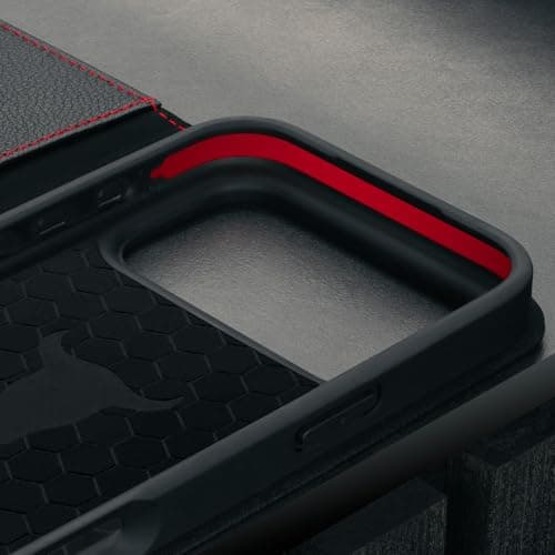 TORRO Coque en cuir véritableCompatible avec iPhone 17 Pro - Noir  
 TORRO Coque avec béquilleCompatible avec iPhone 17