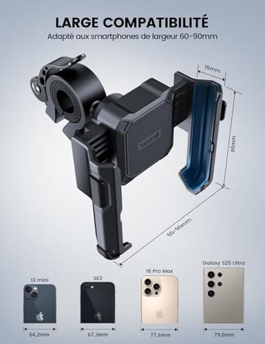 Lamicall Support Téléphone Vélo 360° Rotatif - Compatible iPhone 17/16/15/14/13/12/11 & Huawei, Placement Rapide & Unive