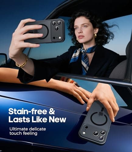 Magnétique Coque FLLAO pour iPhone 17 Pro Max Noir | Protection Totale MagSafe 2 Verre Trempé | Arrière Mat Antichoc Glo