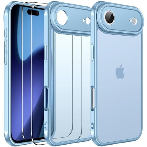 Anti-Jaunissement Clair Coque Ivoler pour iPhone 17 Pro Max | Protection Militaire Antichoc | Verre Trempé Transparent — Bleu Clair