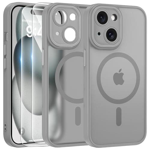 Coque Magnétique FLLAO pour iPhone 17 Pro Noir | 2 Verres Trempés + Protection MagSafe | Protection Totale et Étui Mat T — gris