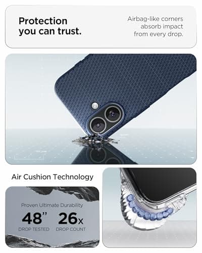 Spigen Coque Liquid Air pour iPhone 17 Édition 2025 - Flexible Bleu Marin