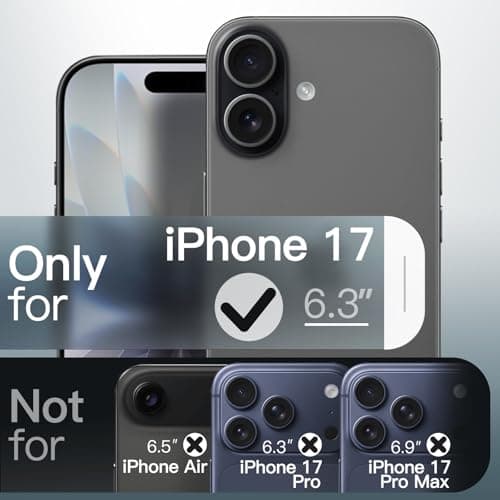 JETech Coque Mate iPhone 17, Protection Antichoc Militaire, Étui Arrière Translucide Minimaliste Givrée (Noir)  
JETech