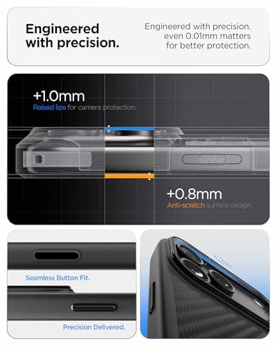 Spigen Coque iPhone 17 Pro Enzo Aramid T MagFit, Fibre d'Aramide + Contrôle Caméra - Noir
