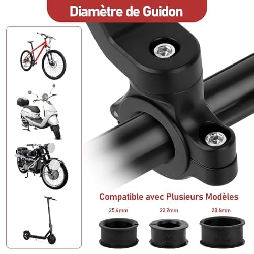 Support Smartphone Moto Universel Amovible et Rotatif 360° pour Guidon de Moto et Trottinette - Rouge