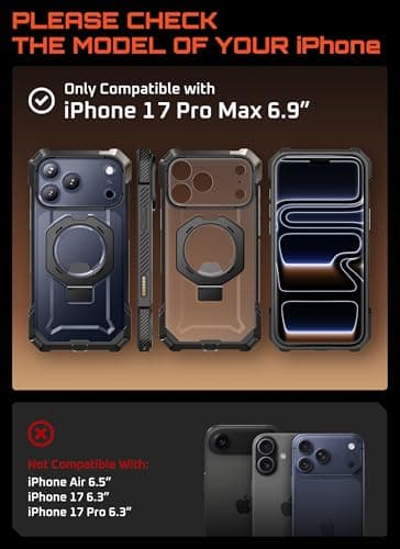 SUPCASE Coque MagSafe pour iPhone 17 Pro Max [Protection Antichute Qualité Militaire] (UB Grip) Noir