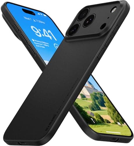 Coque memumi Résistante aux Chocs pour iPhone 17 Pro - Trans-Blanc Ultra Mince 0.3 mm Mat Định hình Phoque Tunisien Anti — Noir