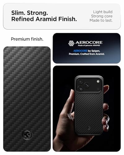 Spigen Coque iPhone 17 Pro Enzo Aramid T MagFit, Fibre d'Aramide + Contrôle Caméra - Noir