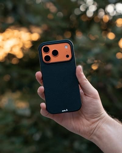Coque Magnétique Mous pour iPhone 17 Pro - Protection Caméra, Qi2 MagSafe, Noir Véritable Cuir - Antichoc et Anti-Rayure