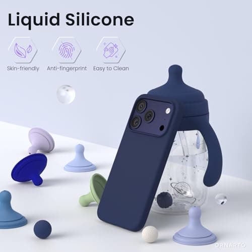 ORNARTO Coque en Silicone Liquide iPhone 17 Pro (6,3") - Protection Antichoc, Intérieur Doux en Microfibre, Bleu Marine