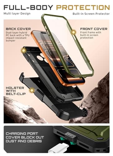 SUPCASE Coque pour iPhone 17 Pro 2025 [Protection Militaire & Béquille Intégrée] Coque Intégrale Robuste pour iPhone 17