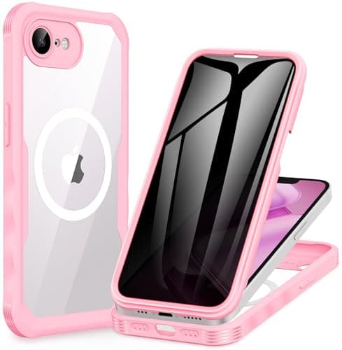 CENHUFO Magnétique Coque iPhone 17 Pro Max Intégrale 9H Protection Écran et Caméra, Antichoc Compatible MagSafe - Noir — Anti Espion Rose