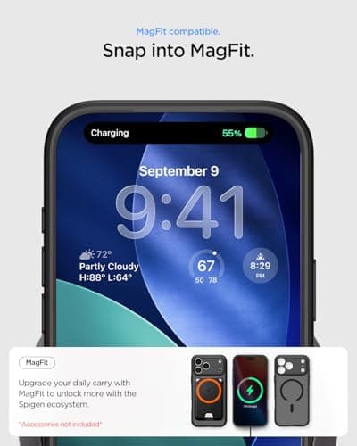 Coque Spigen DuraClear pour iPhone 17 Pro - Ultra Hybrid MagFit Frost Noir Qualité Signature