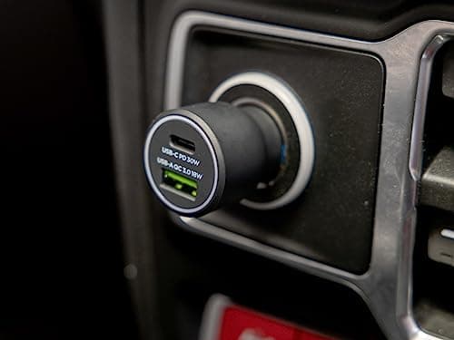 Chargeur allume-cigare Quad Lock double USB 48W pour voiture arrestedé sur cePtuels en déplacement