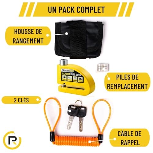 Antivol Motoavec Alarme Puissante 110dB | Jaune Haute Sécurité