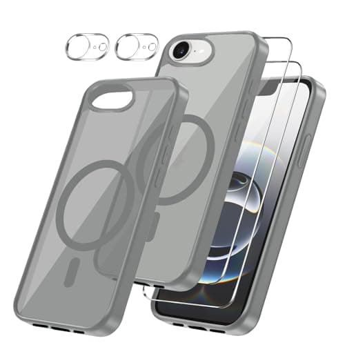 Cyoa Coque Magnétique iPhone 17 Protection Écran Verre Trempé + Caméras Anti-Rayures Etui TPUTransparent — Gris titane