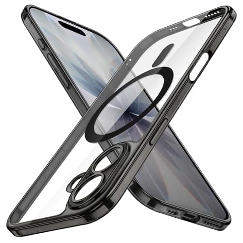 JETech Coque Magnétique Fine pour iPhone 17 Pro 6,3 Pouces Compatible avec MagSafe | Protection Complète Objectif Caméra — Noir