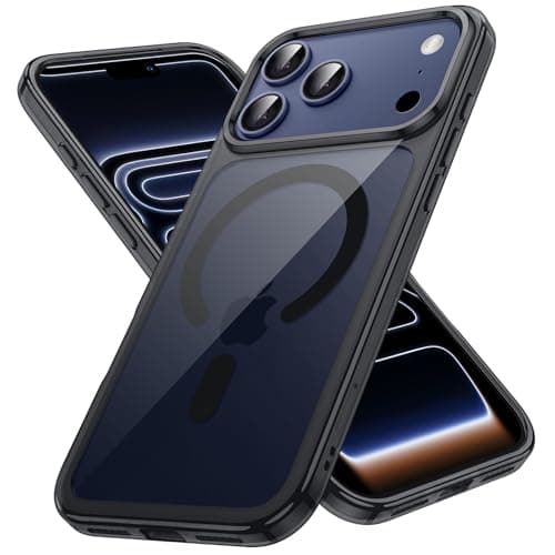 JETech Coque Magnétique iPhone 17 Pro Max Étui Housse Antichoc Bumper Transparent Anti-Rayures MagSafe (6,9 Pouces) — Noir