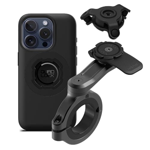 Quad Lock Support Téléphone Pro pour Moto - Grand Amortisseur Vibrations + Coque MAG iPhone 15 Pro