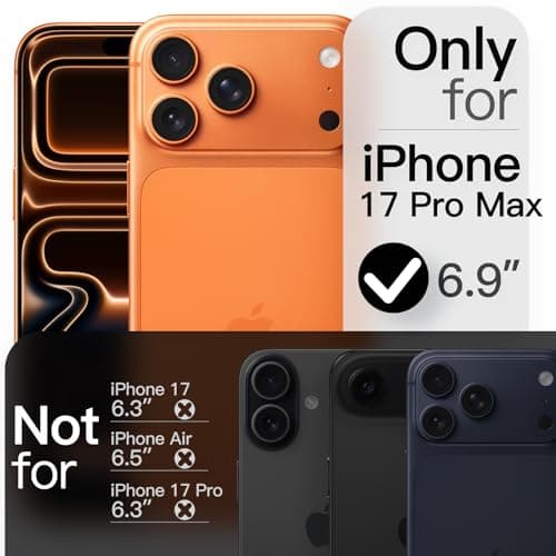 JETech Coque Magnétique Fine pour iPhone 17 Pro Max, Étui Housse Minimaliste Compatible MagSafe (Orange)  
JETech Coque