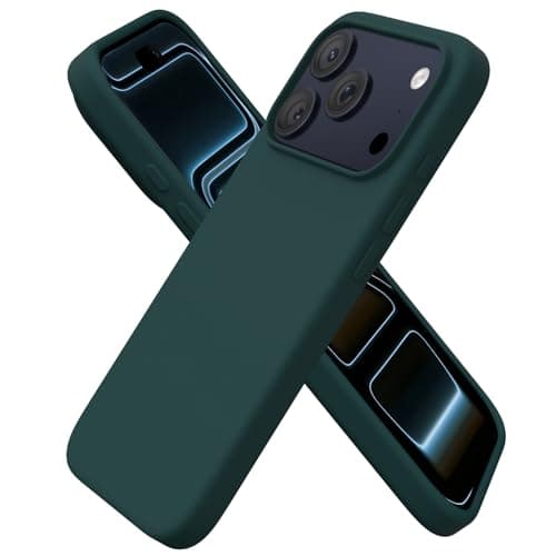 ORNARTO Coque en Silicone Liquide iPhone 17 Pro (6,3") - Protection Antichoc, Intérieur Doux en Microfibre, Bleu Marine — Vert Olive