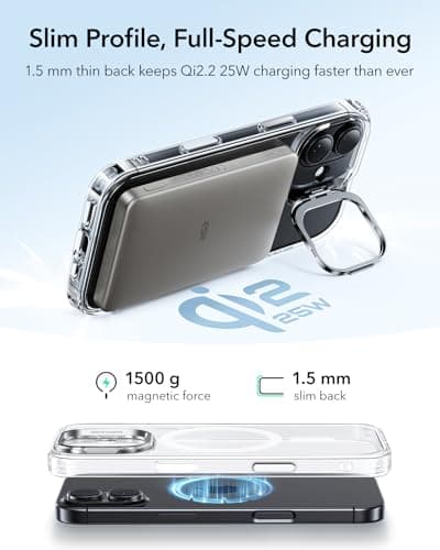 ESR Coque Transparente pour iPhone 17, Protection Commande de la Caméra et Compatible MagSafe, Idéale pour Hommes et Fem