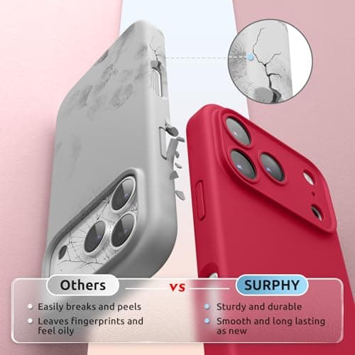 SURPHY Coque AntichociPhone 17 Pro Max Silicone Liquide Rouge Global Recycled Standard Antichoc Magnétique