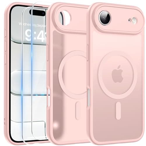 Coque Magnétique FLLAO pour iPhone 17 Pro Noir | 2 Verres Trempés + Protection MagSafe | Protection Totale et Étui Mat T — Rose