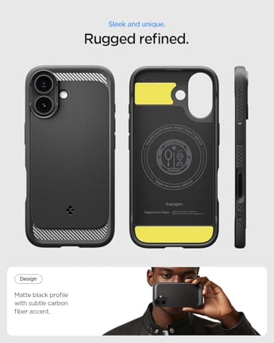 Spigen Coque pour iPhone 17 Rugged Armor MagFit – Test de Chute Militaire, Robuste & Noir Mat
