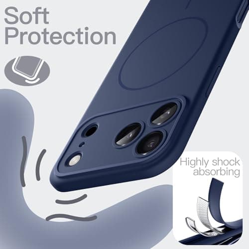 JETech Coque Silicone Magnétique pour iPhone 17 Pro Max - Compatibilité MagSafe, Protection l'Objectif Caméra, Absorbant
